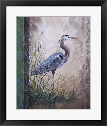 Framed In The Reeds - Blue Heron Print
