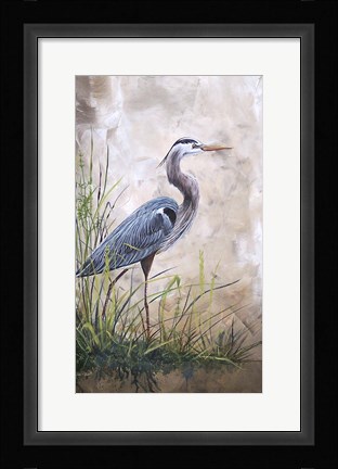 Framed In The Reeds - Blue Heron - A Print