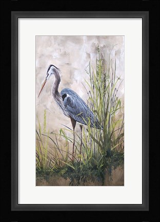 Framed In The Reeds - Blue Heron - B Print