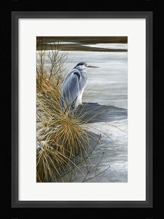 Framed Winter Heron Print