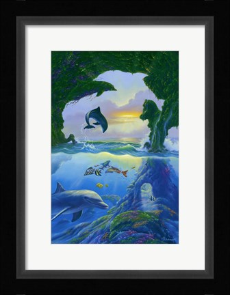 Framed Seven Dolphins Print
