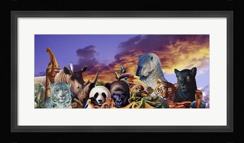 Framed Animal Collage 3 Print