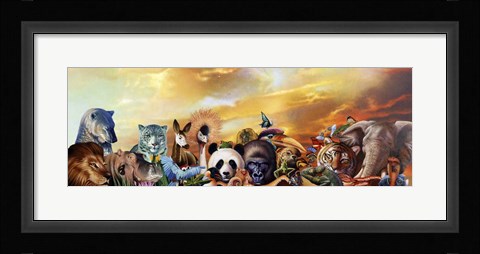 Framed Animal Collage 5 Print