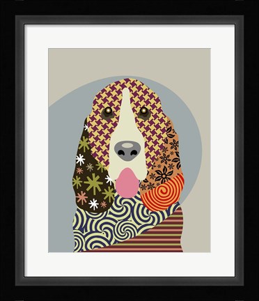 Framed Basset Hound Dog Print