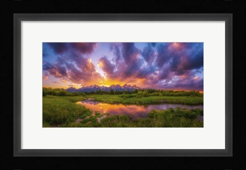 Framed Grand Sunset in the Tetons Print