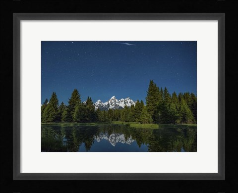 Framed Iridium Flare over Grand Teton Print