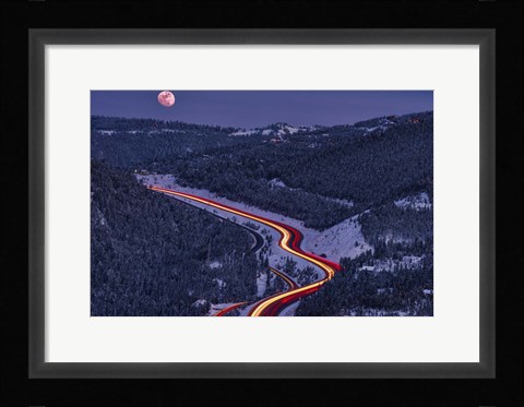 Framed Moonlight on the Mountains Print