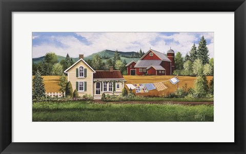 Framed House, Quilt &amp; Red Barn Print