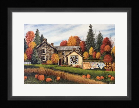 Framed Pumpkins Fall Quilts Print