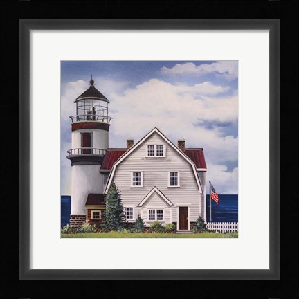 Framed White Lighthouse Print