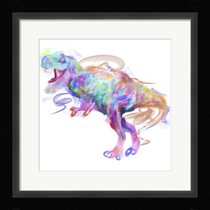 Framed Rainbow Trex 1 Print