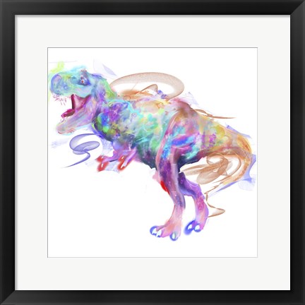 Framed Rainbow Trex 1 Print