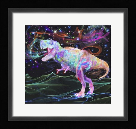 Framed Rainbow Trex 2 Print