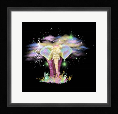 Framed Gold Elephant 1 Print