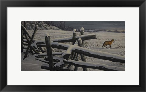 Framed Split Rail And Fox Print