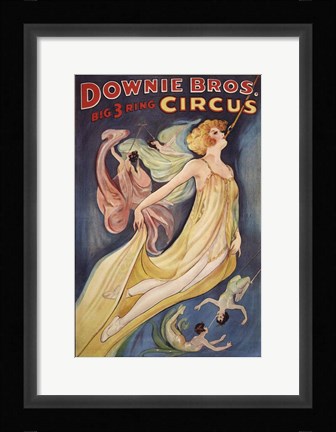 Framed Downie Bros. Big 3 Ring Circus Print
