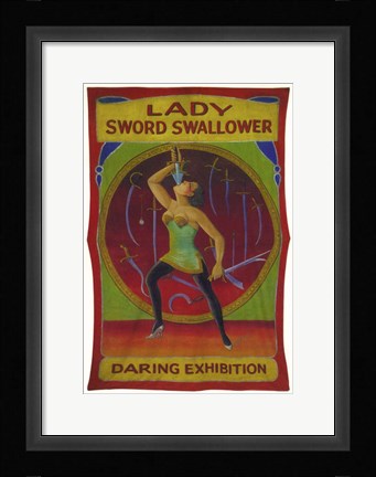 Framed Lady Sword Swallower Print
