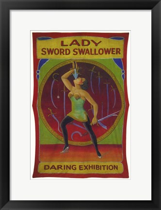 Framed Lady Sword Swallower Print