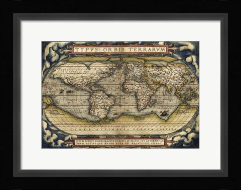 Framed Cosmos-Ortelius World Map 1570 Print