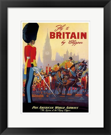 Framed Fly to Britain by Clipper Print