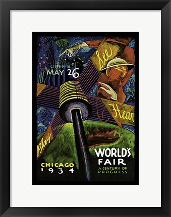 Framed Chicago World's Fair 1934 Print