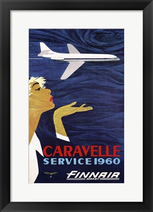 Framed Caravelle Service 1960 Finnair Print