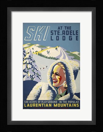 Framed Ski at the Ste. Adele Lodge Print