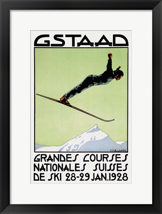 Framed Gstaad Grandes Courses 1928 Print