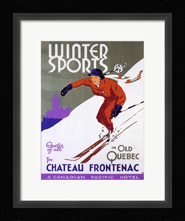Framed Winter Sports Chateau Frontenac Print