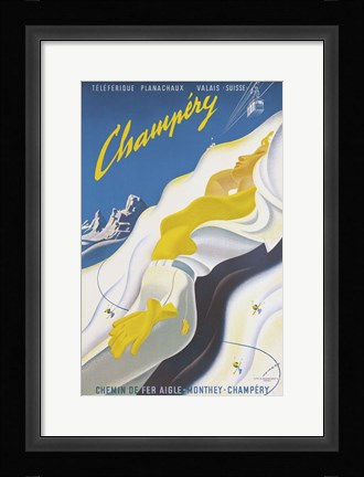Framed Teleferique Valais Suisse Print