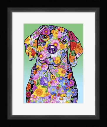 Framed Flowers Beagle Print
