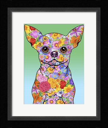 Framed Flowers Chihuahua Print