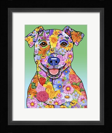 Framed Flowers Jack Russell Print