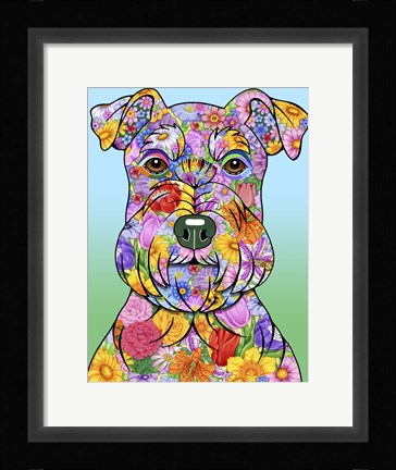 Framed Flowers Schnauzer Print