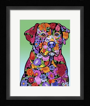 Framed Flower Black Lab Print