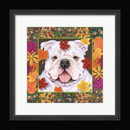 Framed Autumn Bulldog Print