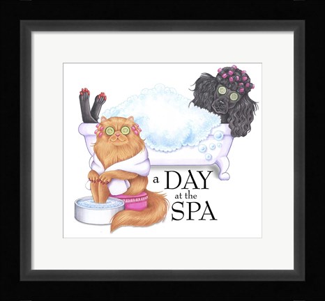 Framed Spa Poodle Persian Print