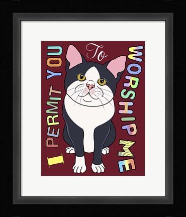 Framed Tuxedo Cat Graphic Style Print