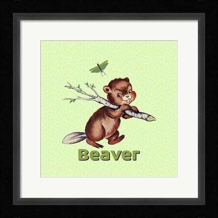Framed Cute Baby Beaver Print
