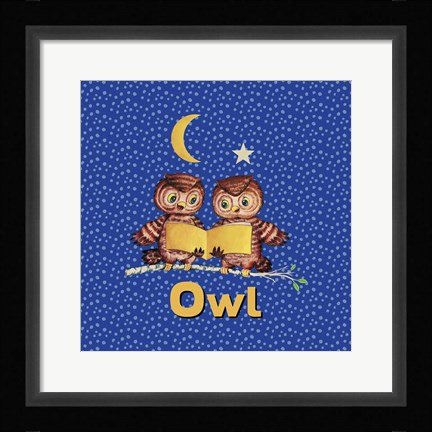 Framed Cute Baby Owls Print