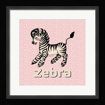 Framed Cute Baby Zebra Print