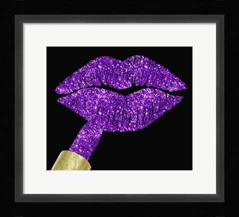 Framed Purple Glitter Lipstick Print
