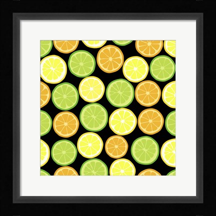 Framed Citrus on Black Print