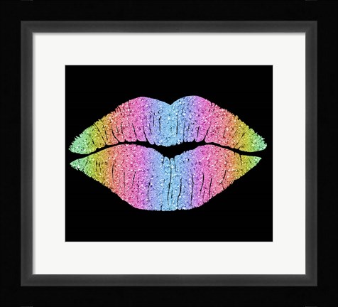 Framed Rainbow Kissing Lips Print