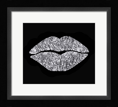 Framed Silver Glitter Kiss Print