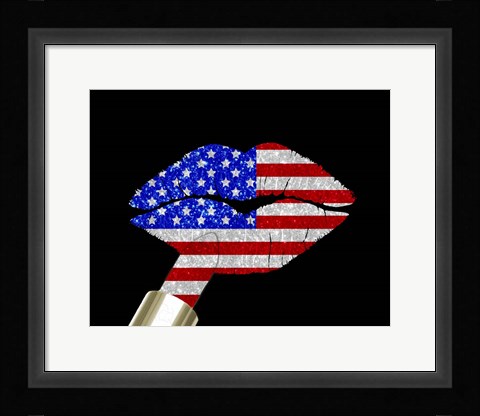 Framed Patriotic Lips I Print