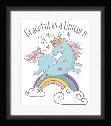 Framed Graceful As A Unicorn Tee Print