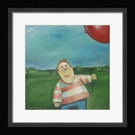 Framed Landscape Boy Balloon Print