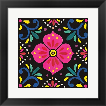 Framed Floral Fiesta Tile IX Print