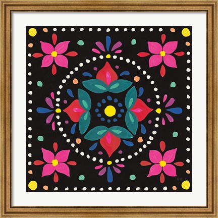 Framed Floral Fiesta Tile VIII Print